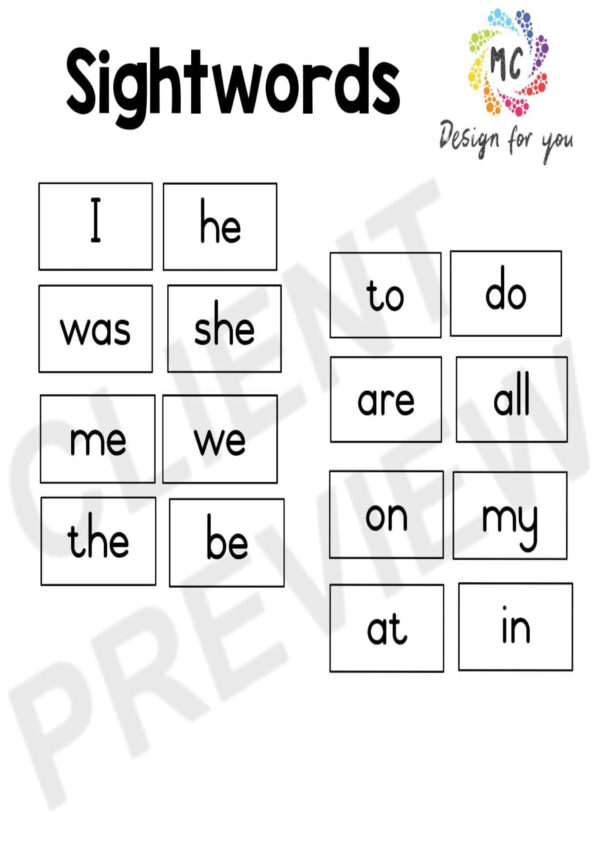 Sight words Grade 1