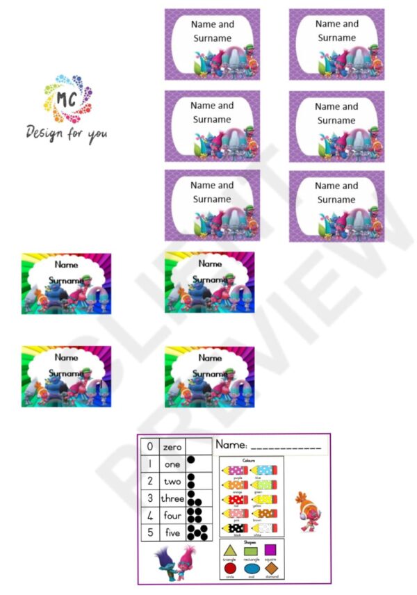 Classroom Package - Trolls Theme - Image 2