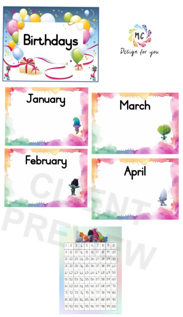 Classroom Package - Trolls Theme - Image 4