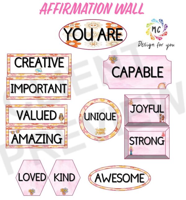 Affirmation Wall - Hippie theme