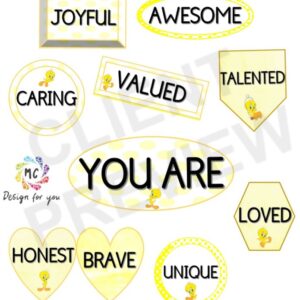 AFFIRMATION WALL TWEETY BIRD THEME