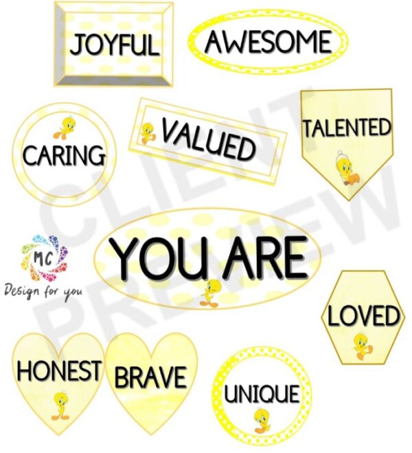 AFFIRMATION WALL TWEETY BIRD THEME