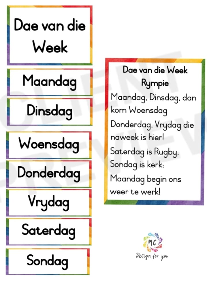 DAE VAN DIE WEEK